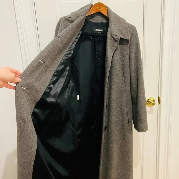 Vintage Regency Pure Cashmere Gray Long Coat Size US 8 / Medium - Picture 6 of 16